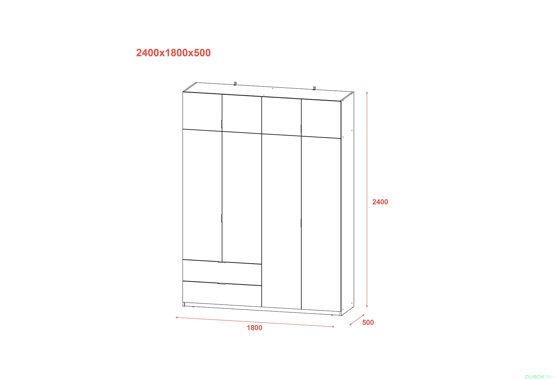 Skriňa štvordverová Lukas 180x50x240 cm kašmír - Fotografia 10 Fotografia 10 - Skriňa štvordverová Lukas 180x50x240 cm kašmír