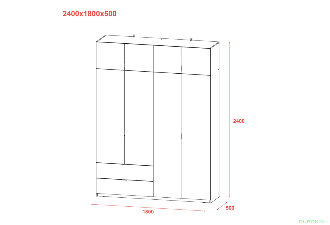 Skriňa štvordverová Lukas 180x50x240 cm kašmír - Fotografia 10 Fotografia 10 - Skriňa štvordverová Lukas 180x50x240 cm kašmír