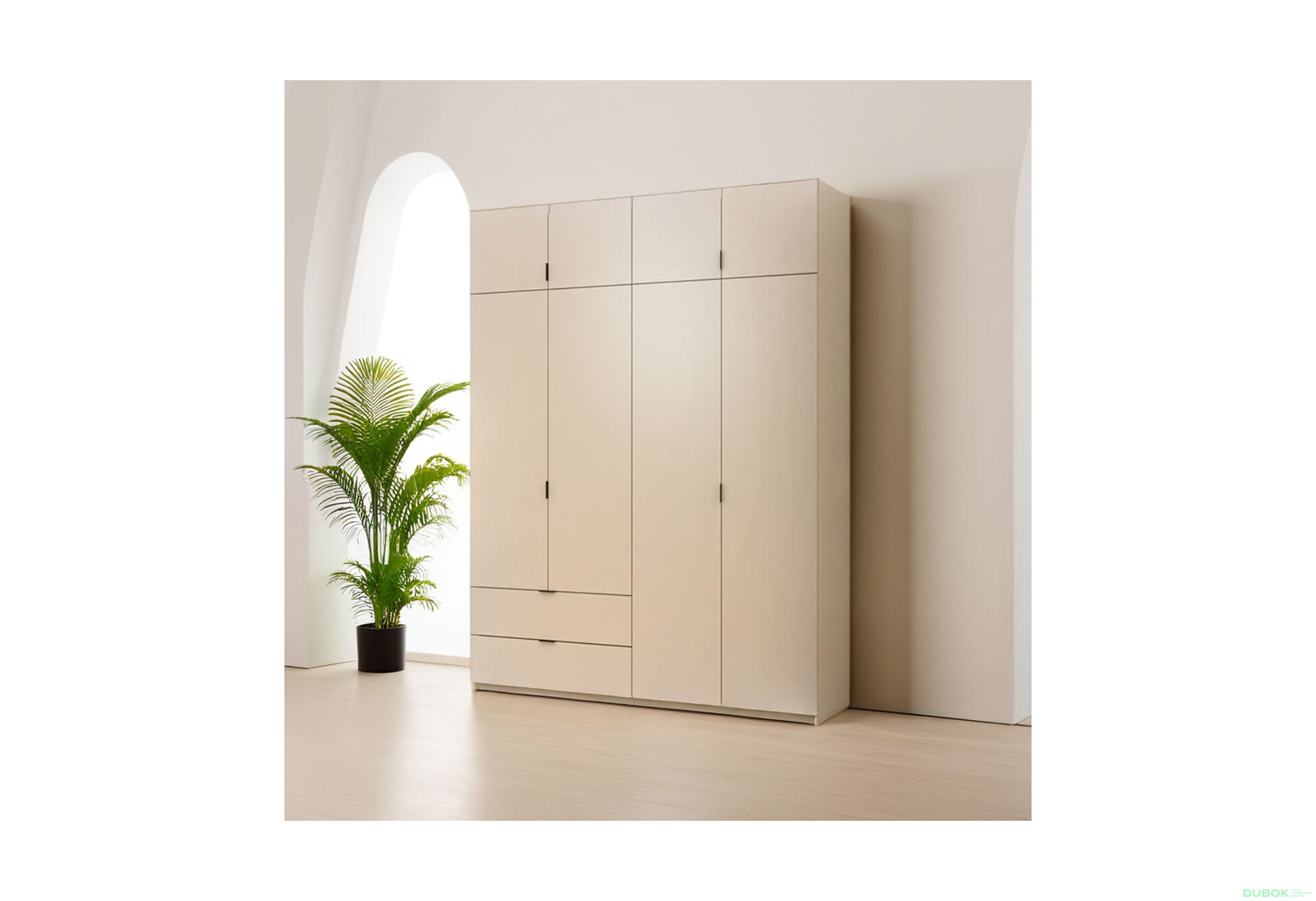 Skriňa štvordverová Lukas 180x50x240 cm kašmír - Fotografia 2 Fotografia 2 - Skriňa štvordverová Lukas 180x50x240 cm kašmír