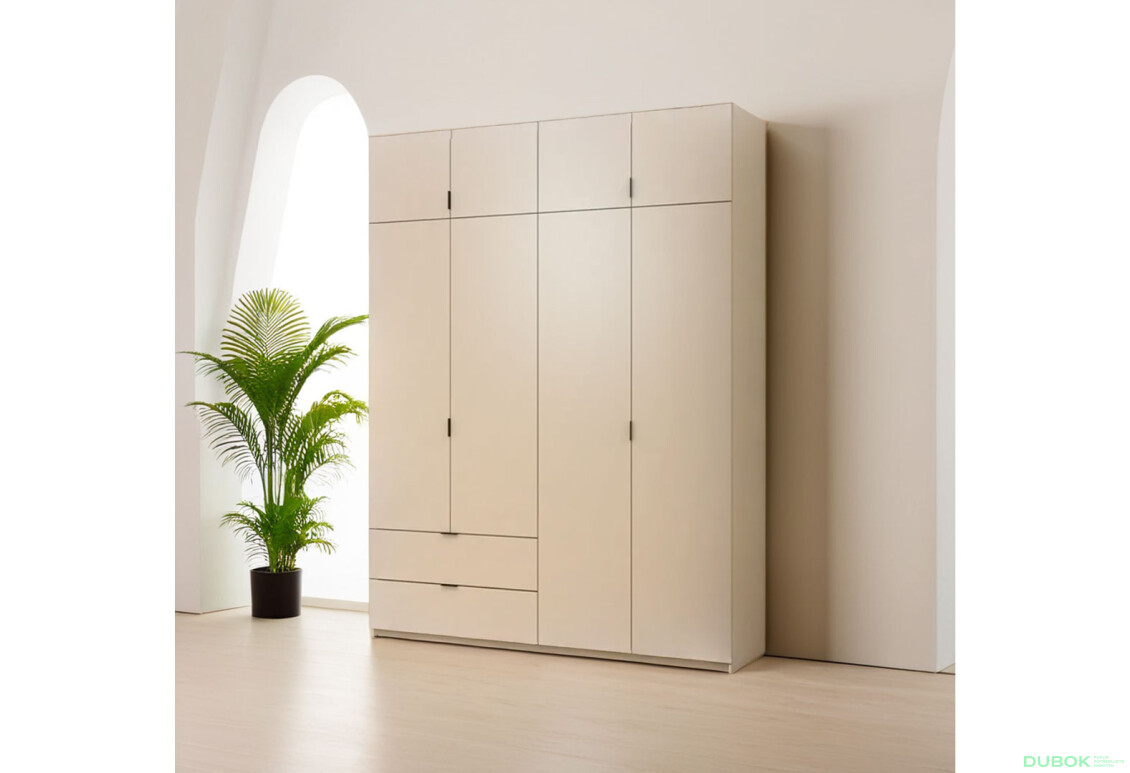 Skriňa štvordverová Lukas 180x50x240 cm kašmír - Fotografia 2 Fotografia 2 - Skriňa štvordverová Lukas 180x50x240 cm kašmír