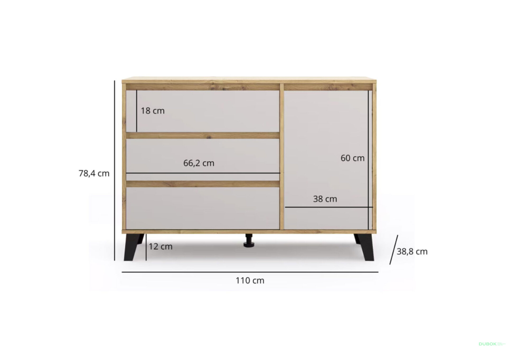 Fotografia 8 - Komoda Borg 1d3s dub artisan / kašmír