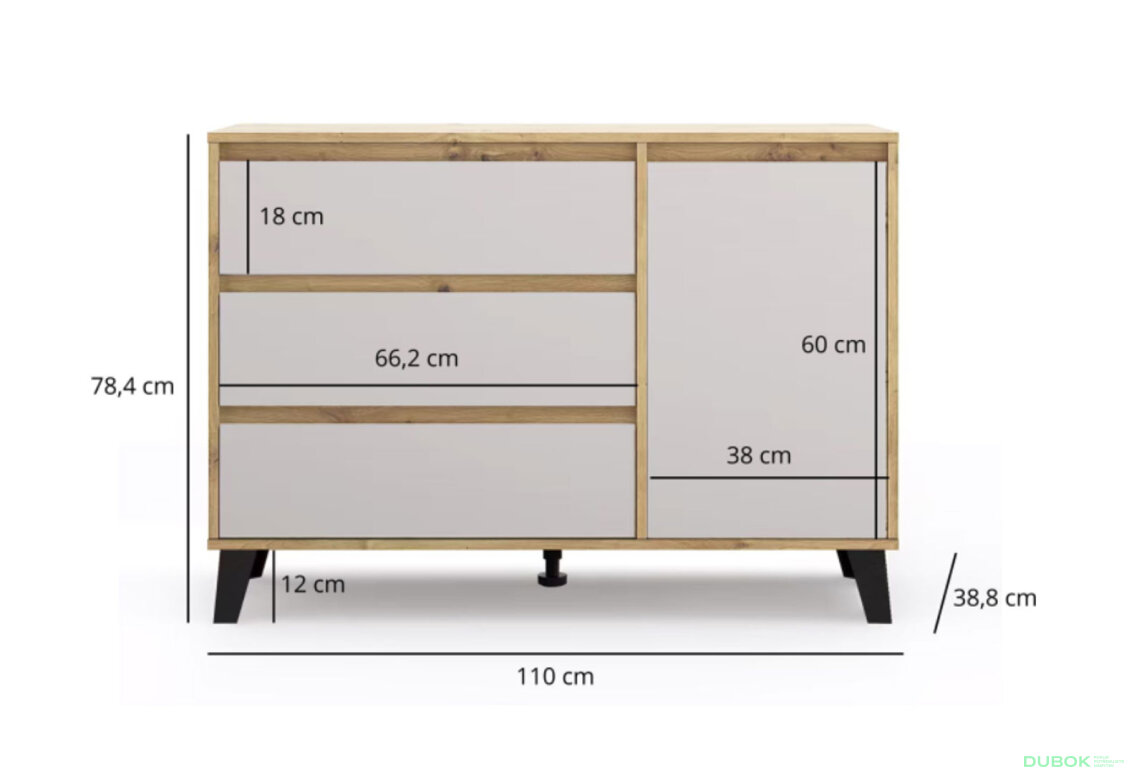 Fotografia 8 - Komoda Borg 1d3s dub artisan / kašmír