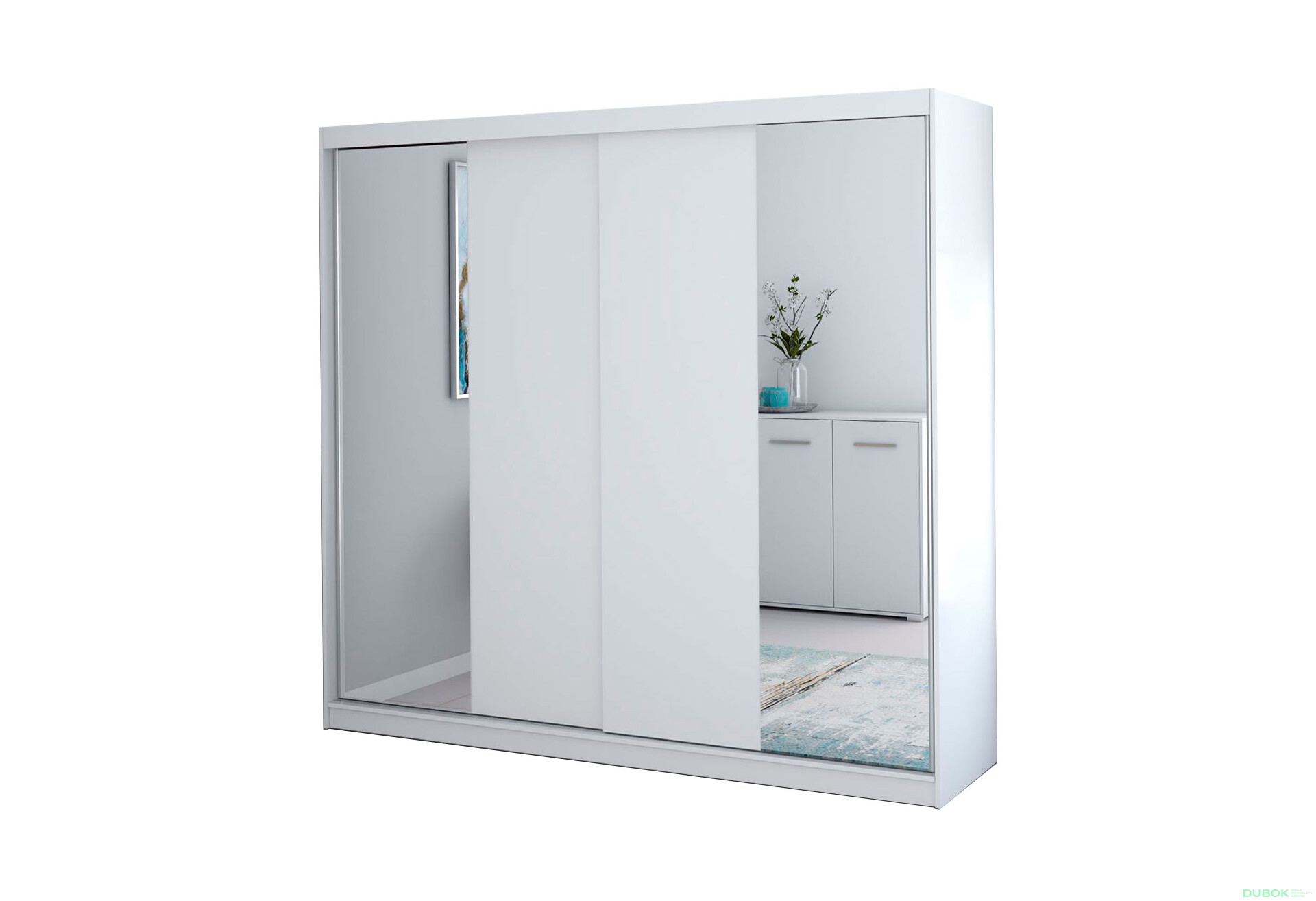 Fotografia 1 - Skriňa Multi 38, 233 biela + fasáda biely + zrkadlo