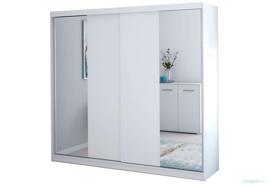 Skriňa Multi 38, 233 biela + fasáda biely + zrkadlo