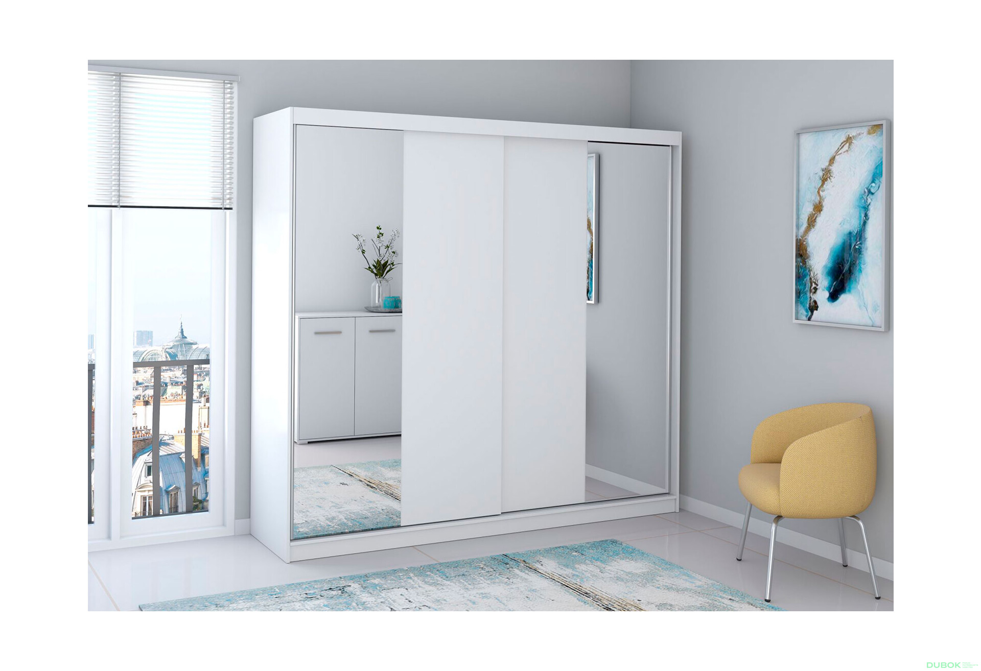 Fotografia 2 - Skriňa Multi 38, 233 biela + fasáda biely + zrkadlo