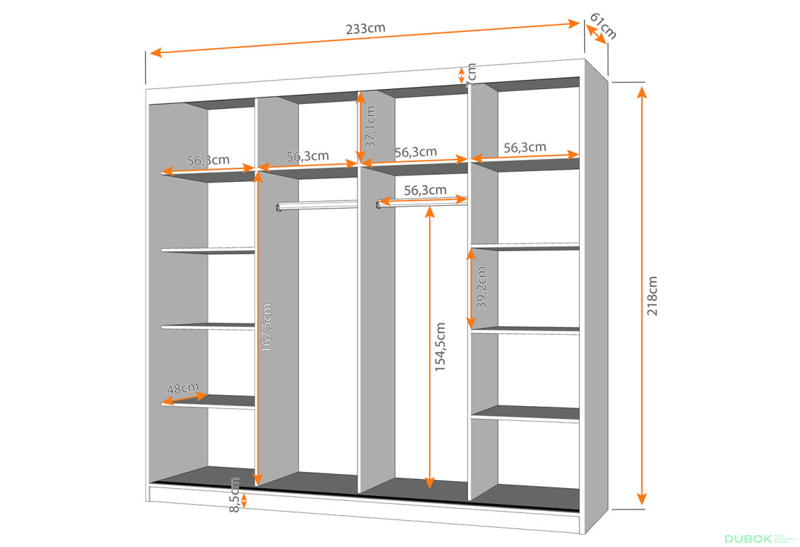 Fotografia 3 - Skriňa Multi 38, 233 biela + fasáda biely + zrkadlo
