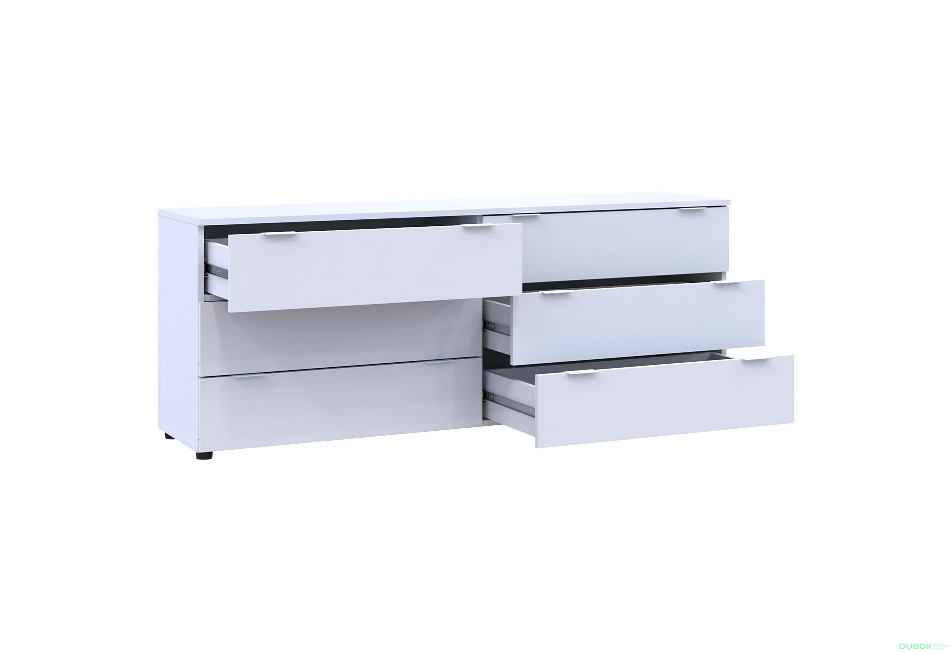 Fotografia 3 - Komoda Ron 9 s 6 zásuvkami 160х38х62 biely