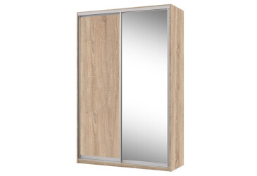 Skriňa 2D 1500x600x2400, DTD + zrkadlo, Svetlý dub sonoma