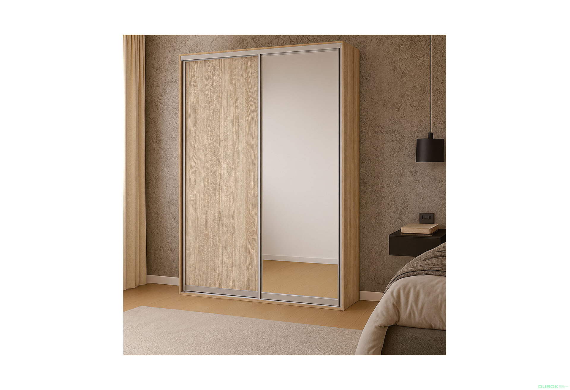 Fotografia 4 - Skriňa 2D 1500x600x2400, DTD + zrkadlo, Svetlý dub sonoma