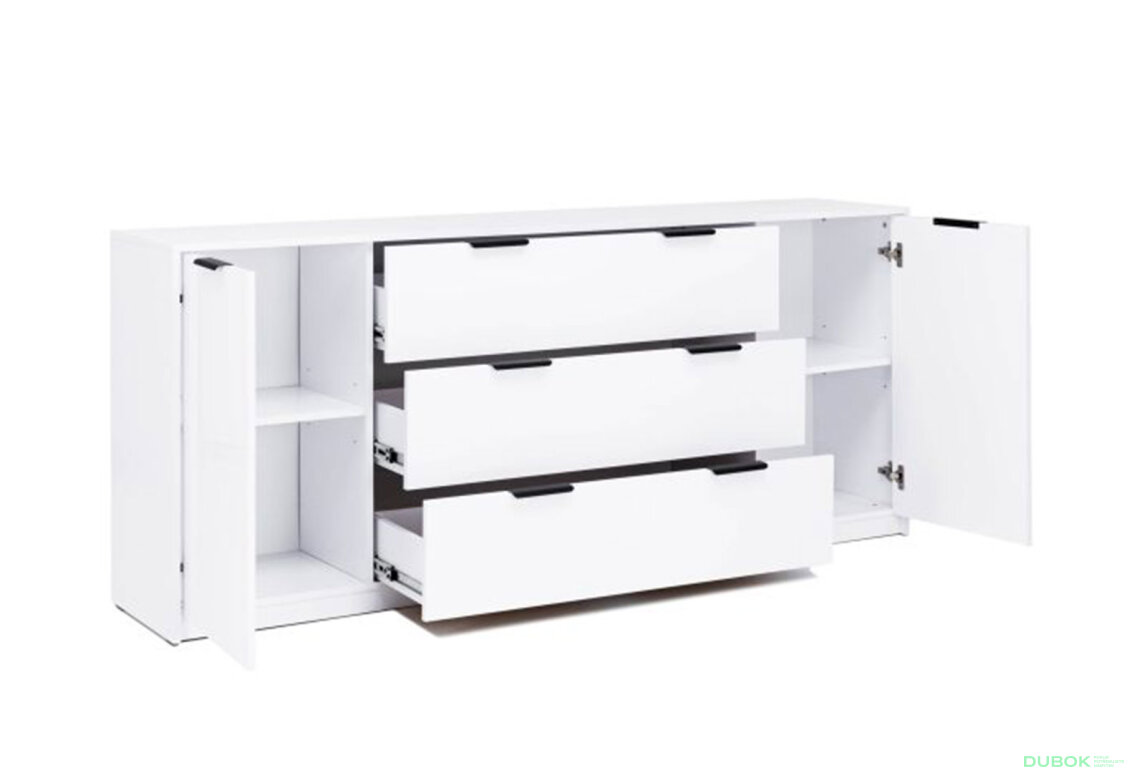 Fotografia 4 - Komoda Roma Color 2 dvere 3 šírky 2,0 m biely lesk