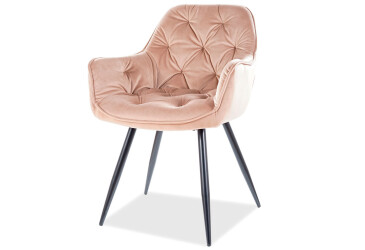 Stolička Cherry Velvet béžový Bluvel 28, matná čierna kov
