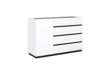 Komoda 1dv 4šx biely supermat, antracit Duo