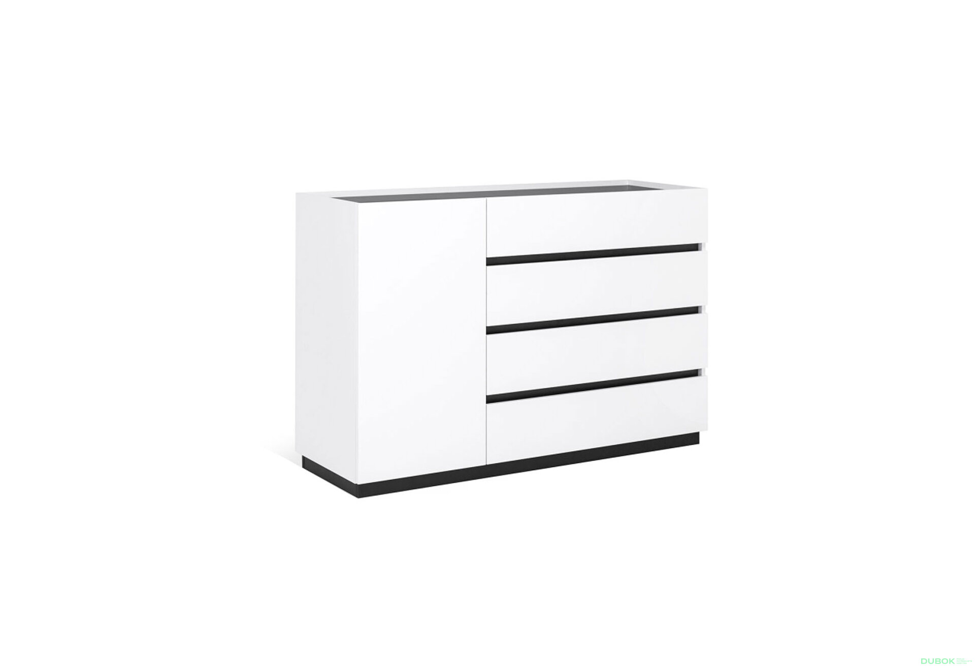Fotografia 1 - Komoda 1dv 4šx biely supermat, antracit Duo