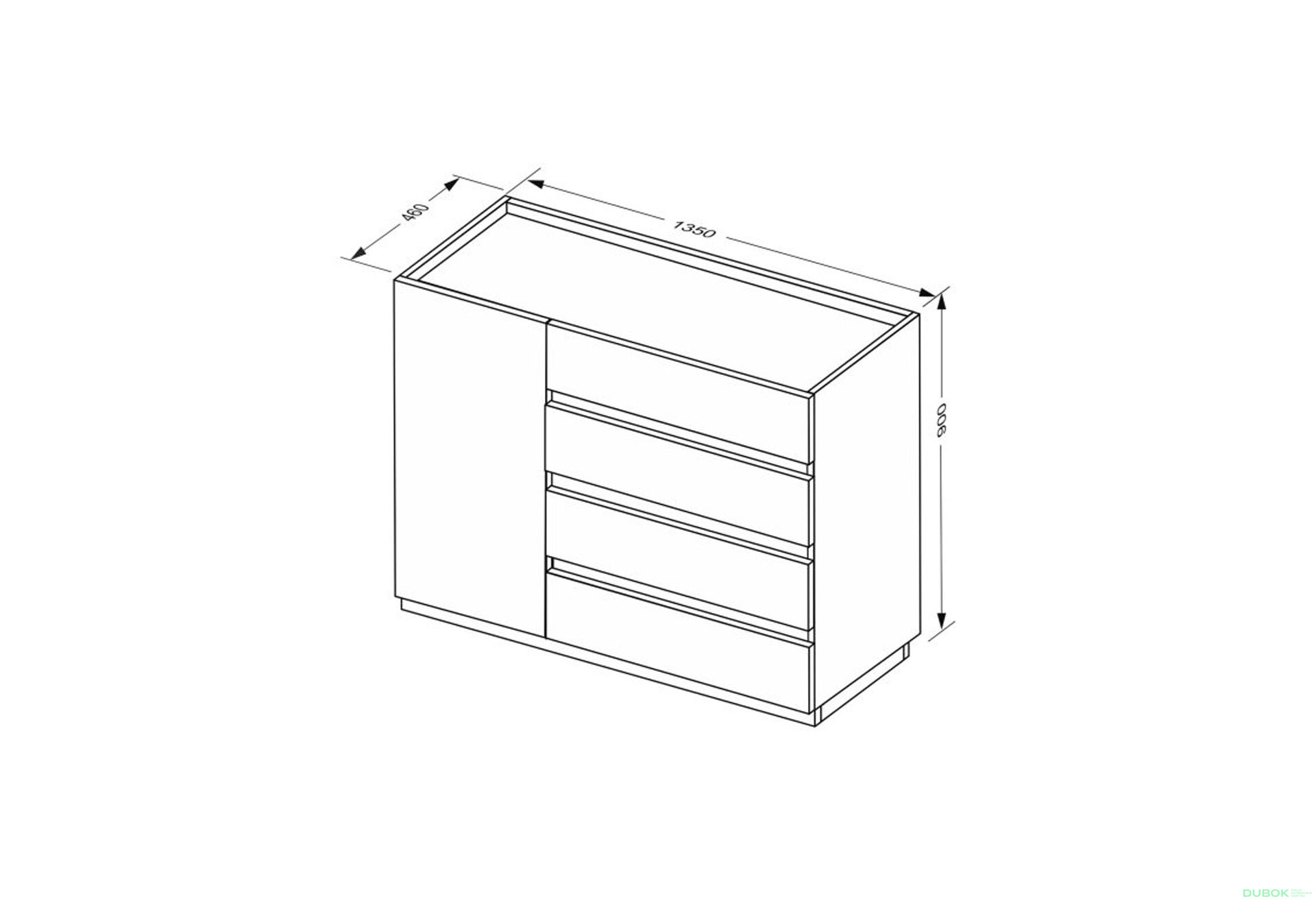 Fotografia 8 - Komoda 1dv 4šx biely supermat, antracit Duo