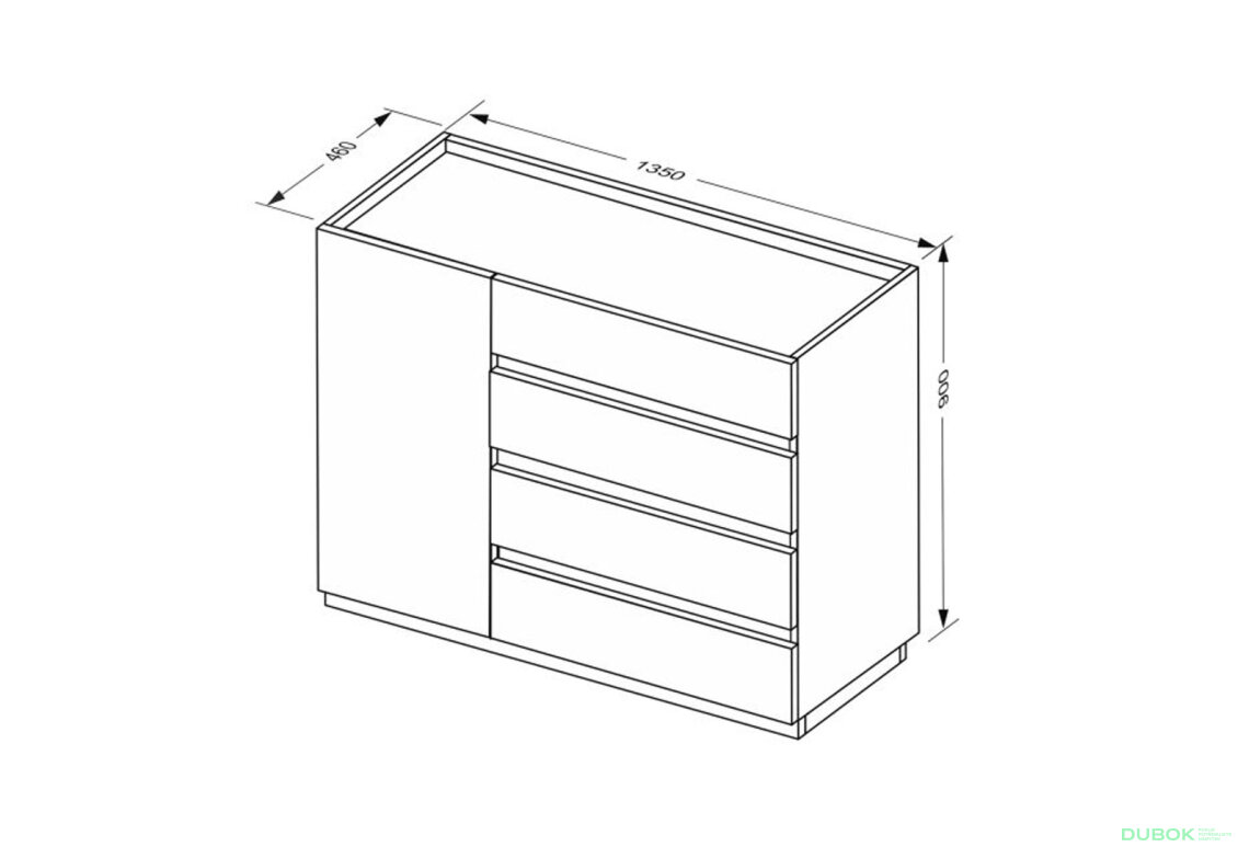 Fotografia 8 - Komoda 1dv 4šx biely supermat, antracit Duo