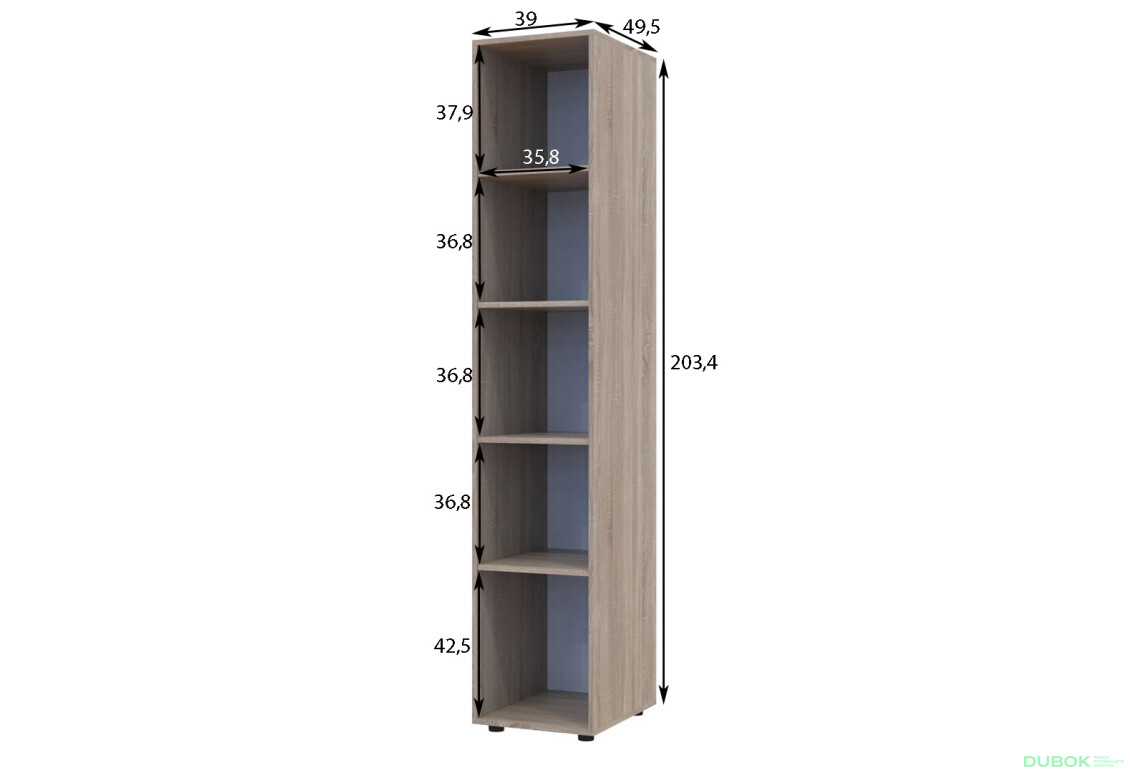 Skriňa jednodverová so zrkadlom Gelar 39 cm Dub sonoma - Fotografia 6 Fotografia 6 - Skriňa jednodverová so zrkadlom Gelar 39 cm Dub sonoma