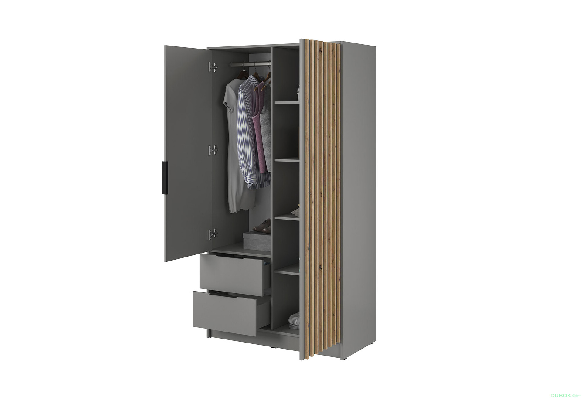 Skriňa 2D bez zrkadla šedá Nelly - Fotografia 2 Fotografia 2 - Skriňa 2D bez zrkadla šedá Nelly