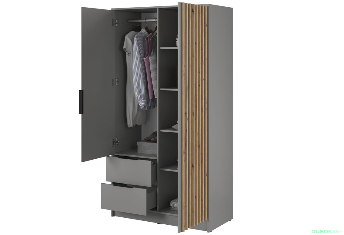 Skriňa 2D bez zrkadla šedá Nelly - Fotografia 2 Fotografia 2 - Skriňa 2D bez zrkadla šedá Nelly