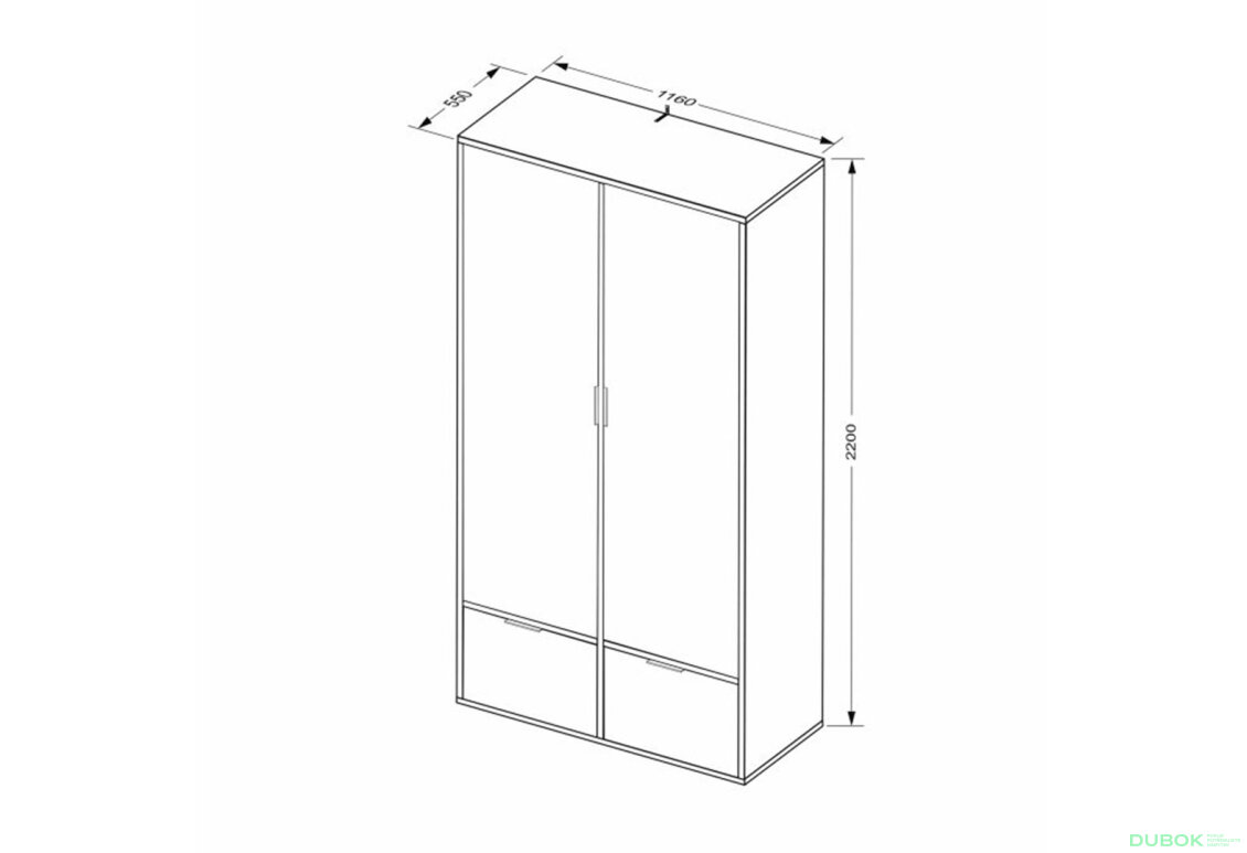 Fotografia 9 - Skriňa 2dc 2šx bez zrkadiel lesklá biela / dub cremona Olívia