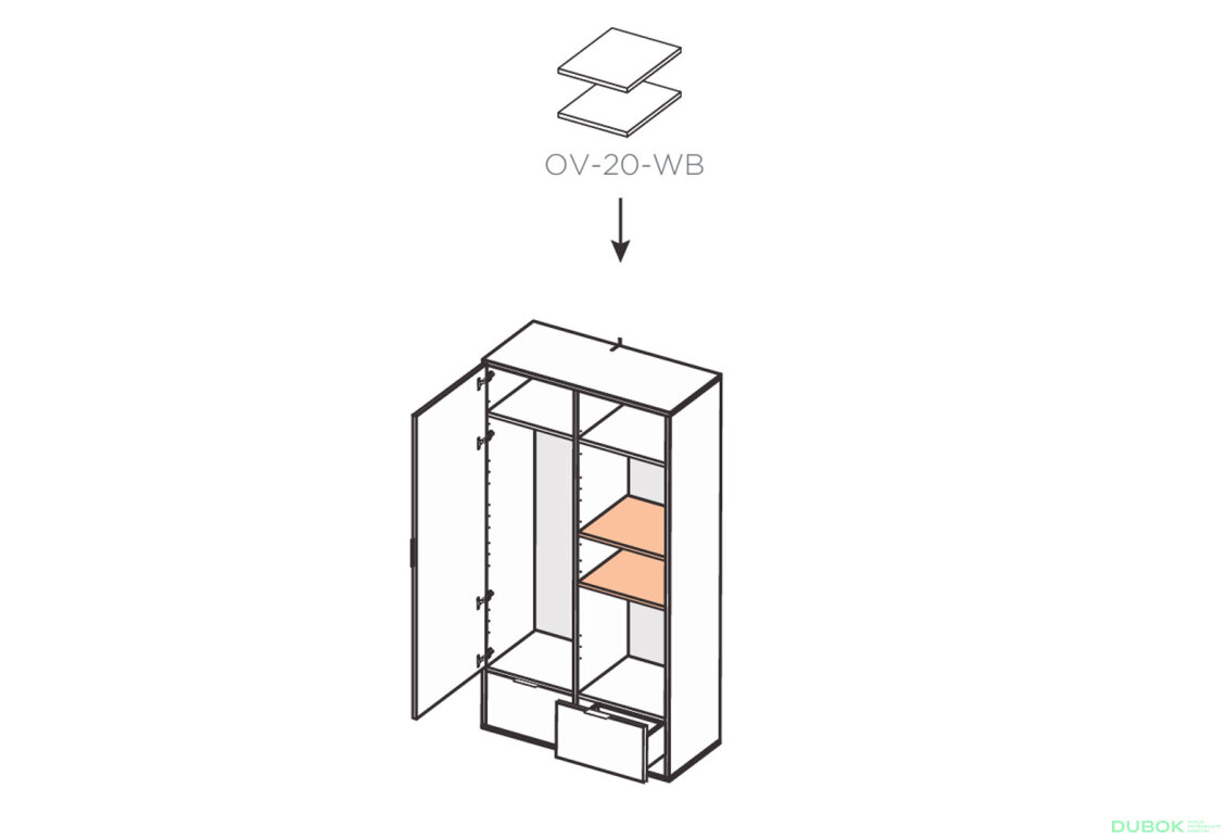 Fotografia 11 - Skriňa 2dc 2šx bez zrkadiel lesklá biela / dub cremona Olívia