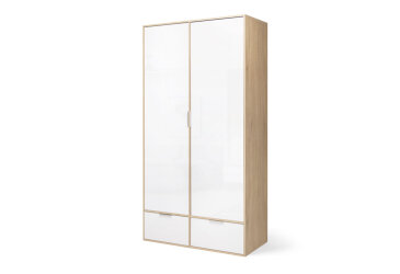 Skriňa 2dc 2šx bez zrkadiel lesklá biela / dub cremona Olívia