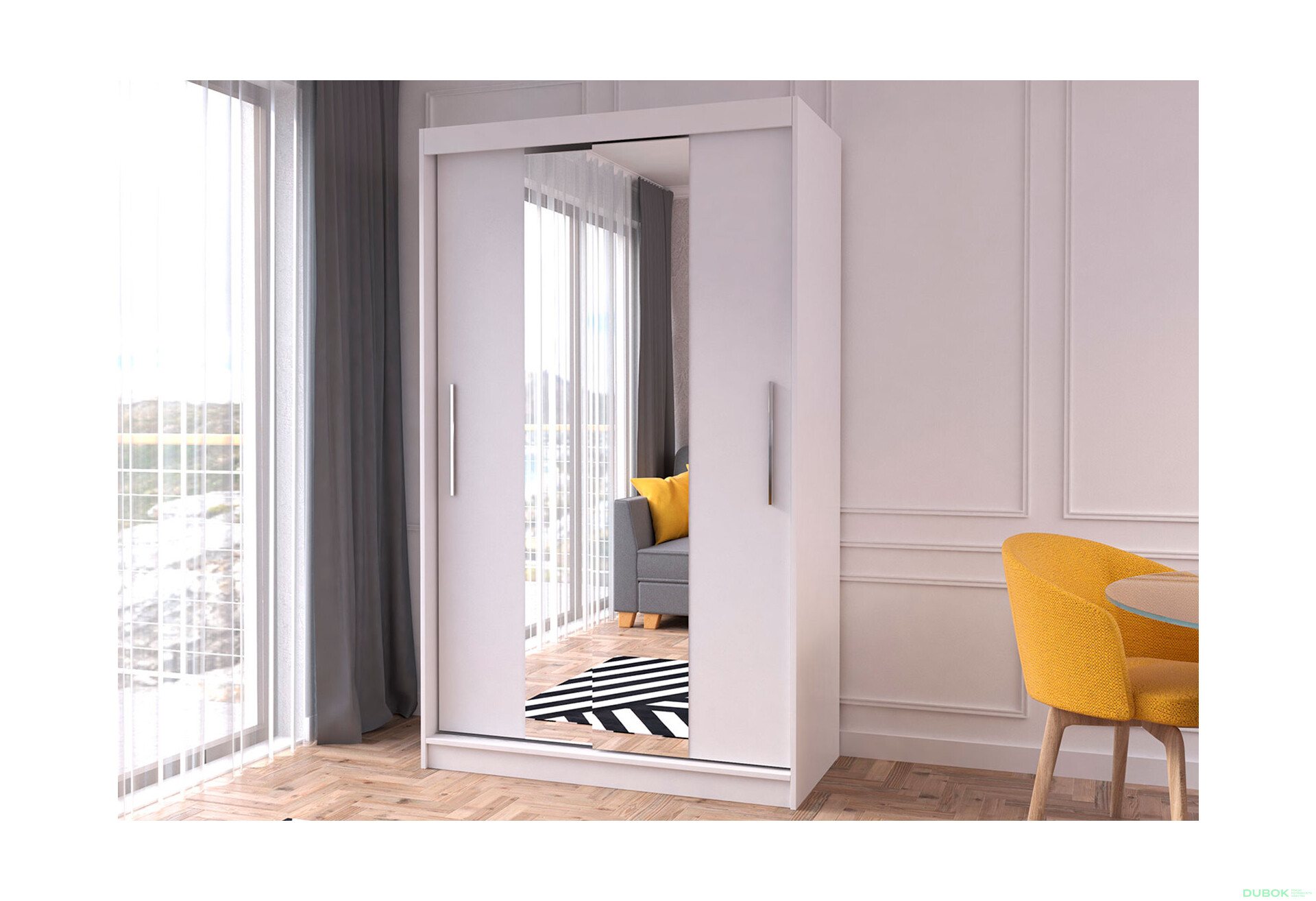 Fotografia 2 - Skriňa Neomi 01 so zrkadlom biela