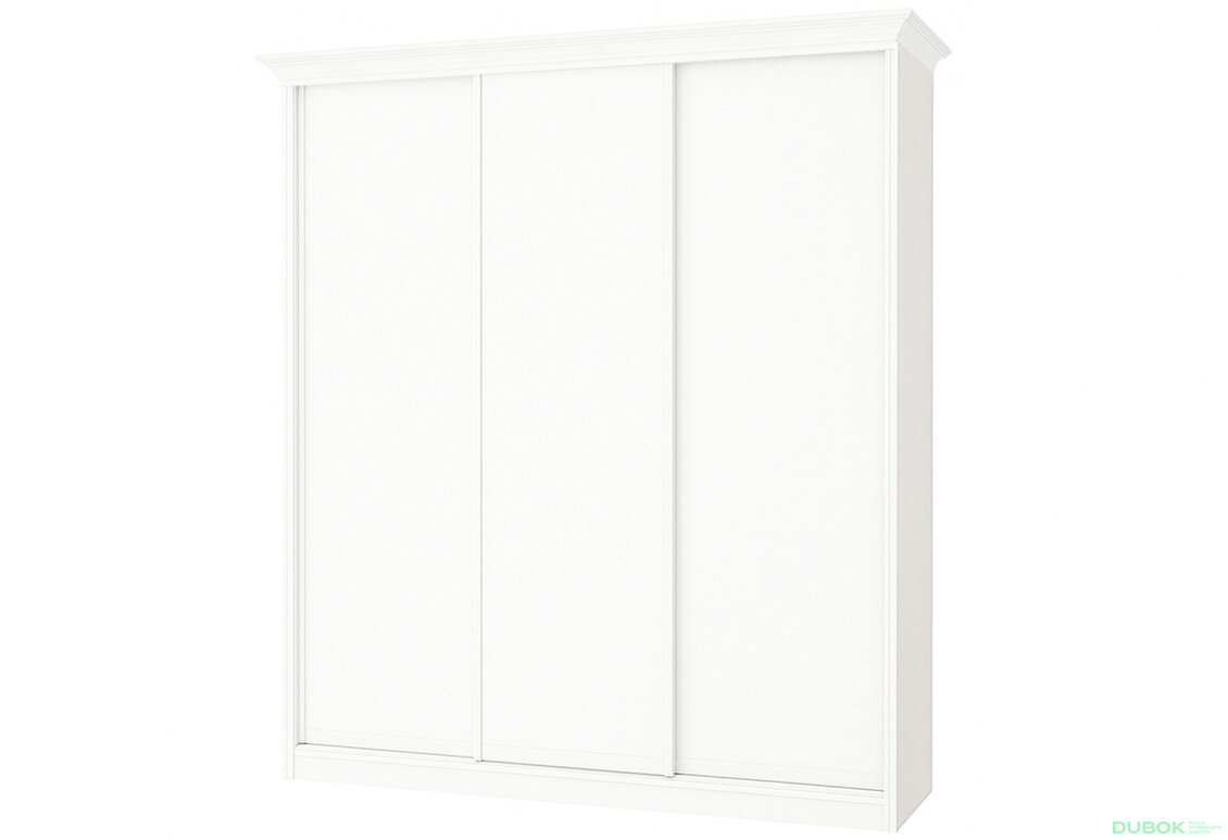 Skriňa Rim-Veneziano 3D 2,63 m biela s rímsou, fasádami DTD