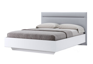 Posteľ 1,4x2,0 s čalúneným mäkkým čelom, biely lesk Family