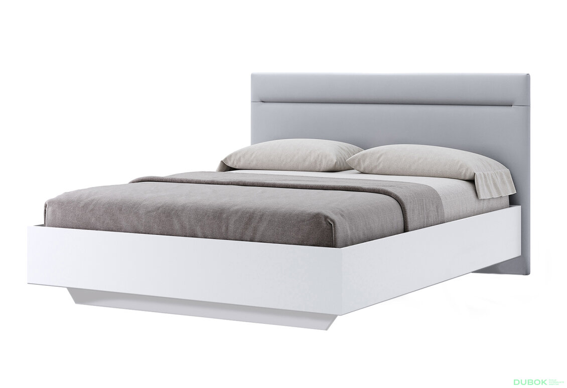 Posteľ 1,4x2,0 s čalúneným mäkkým čelom, biely lesk Family