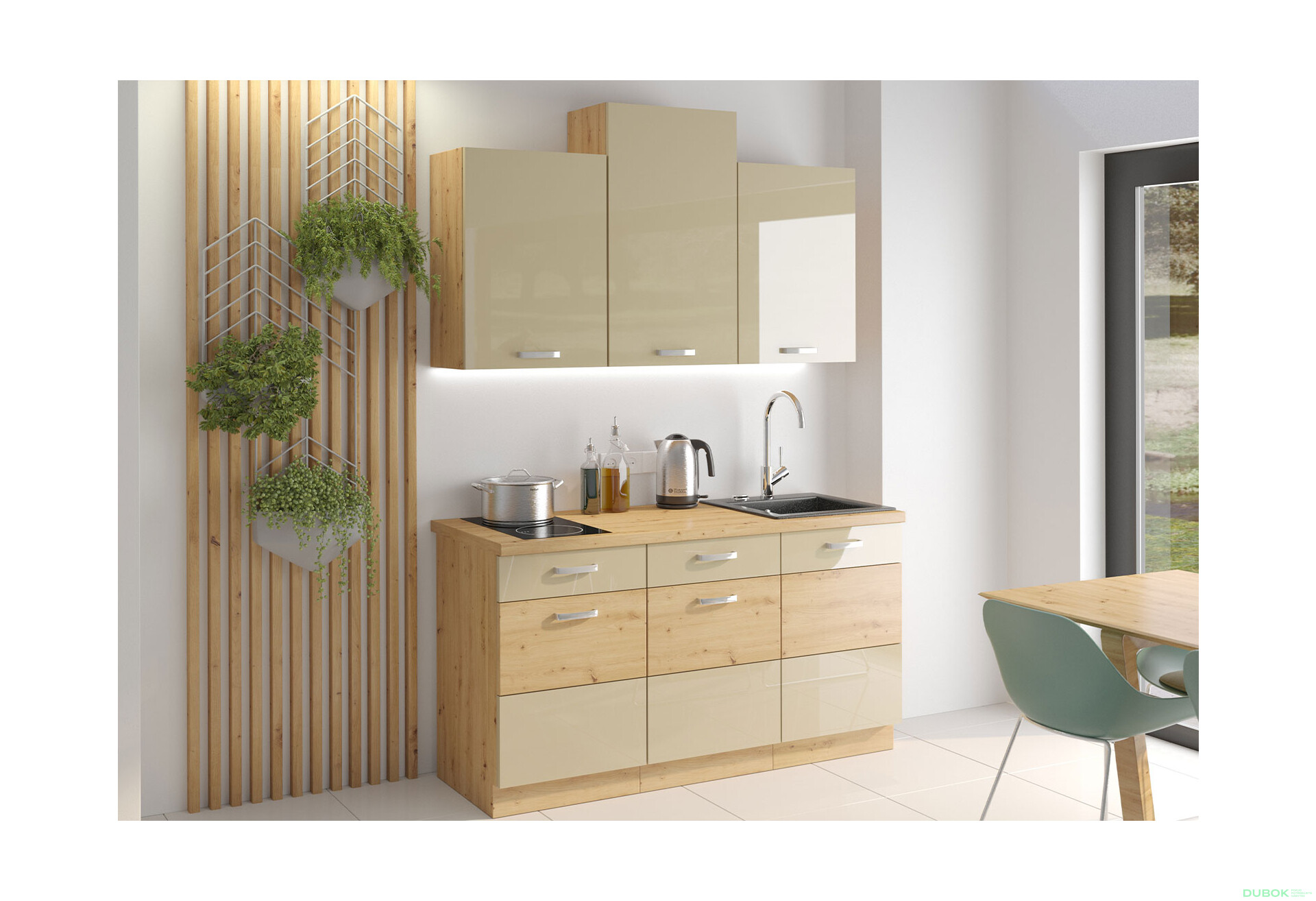 Fotografia 1 - Kuchynská zostava 1.5 m Artisan / cappuccino lesk