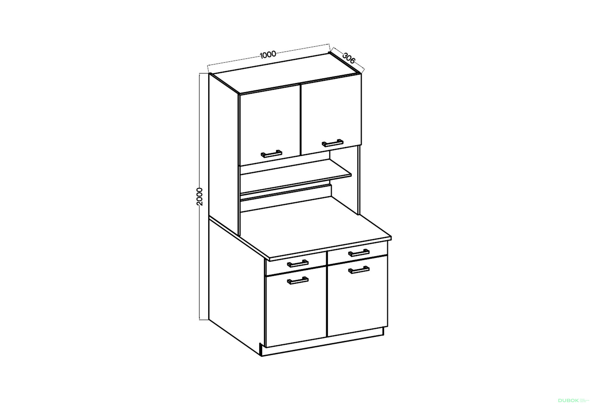 Fotografia 3 - Skriňa 1.0 m Maria Old Style / Matera, pracovná doska Matera