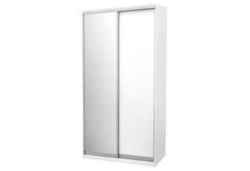 Skriňa 2D 1200x600x2400, DTD + zrkadlo, biela
