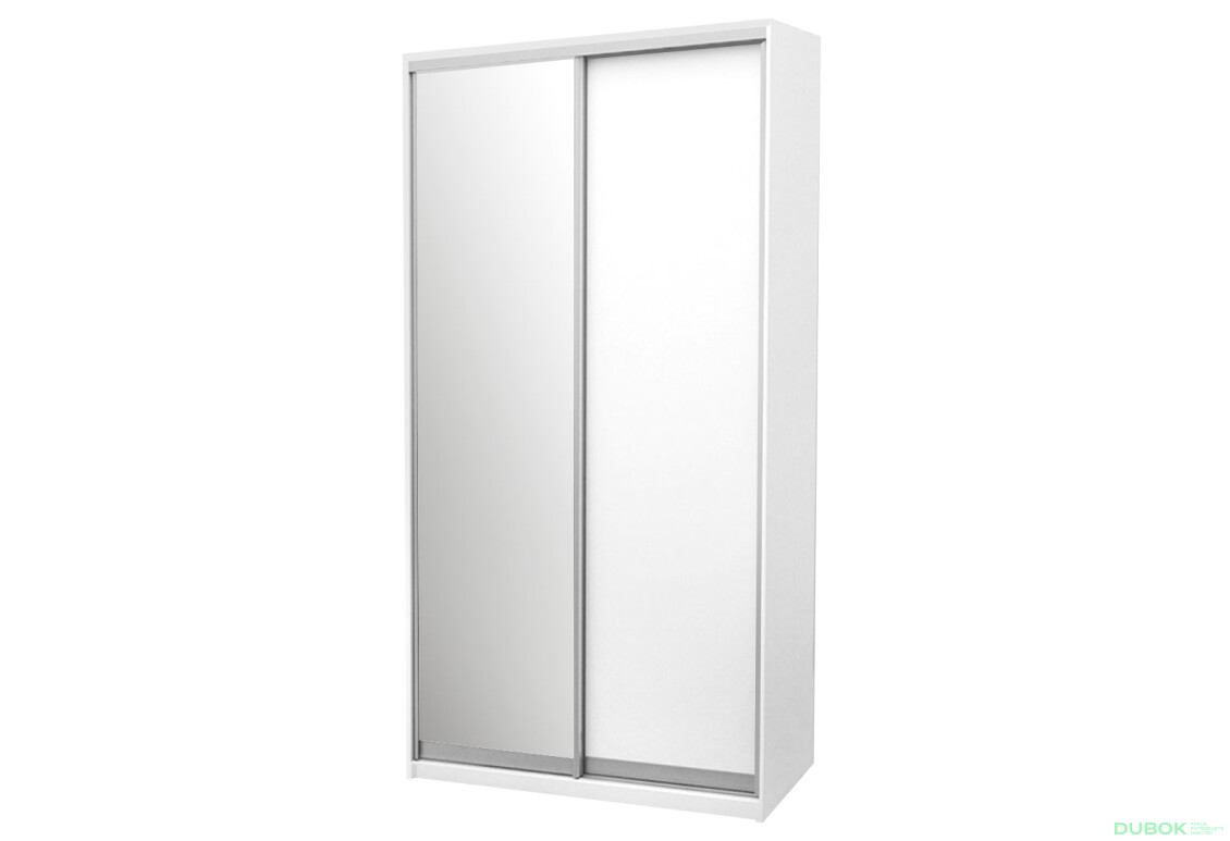 Skriňa s posuvnými dverami Komforto 1 zrkadlová + 1 DTD 120x240x60 cm Biela