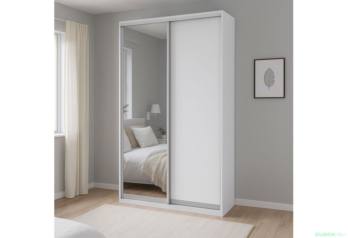 Fotografia 4 - Skriňa 2D 1200x600x2400, DTD + zrkadlo, biela