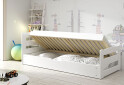 Posteľ Erni biele 90x200 cm s roštom, úložným priestorom, s matracom - Fotografia 4 Fotografia 4 - Posteľ Erni biele 90x200 cm s roštom, úložným priestorom, s matracom