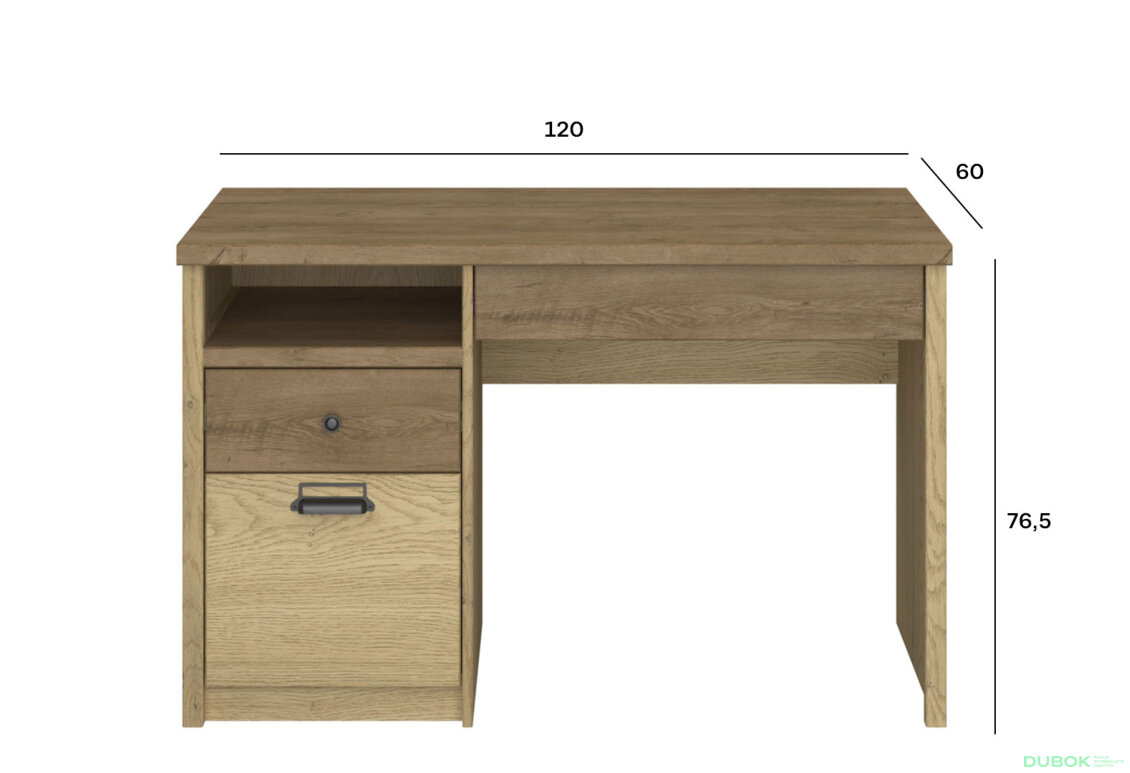 Fotografia 4 - Písací stôl 1d2s/120 dub cremona / dub lefkas Denzel