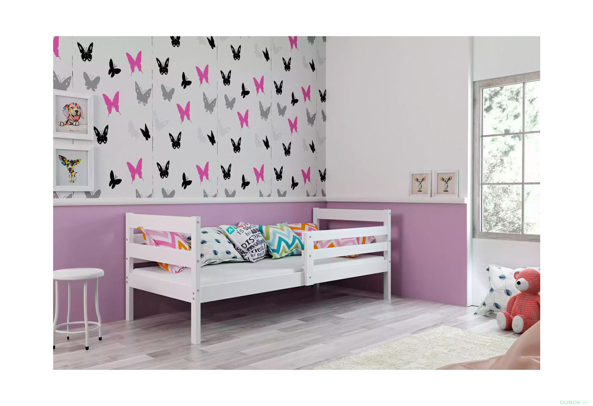 Fotografia 3 - Posteľ Eryk biele 80x190 cm s roštom, matracom