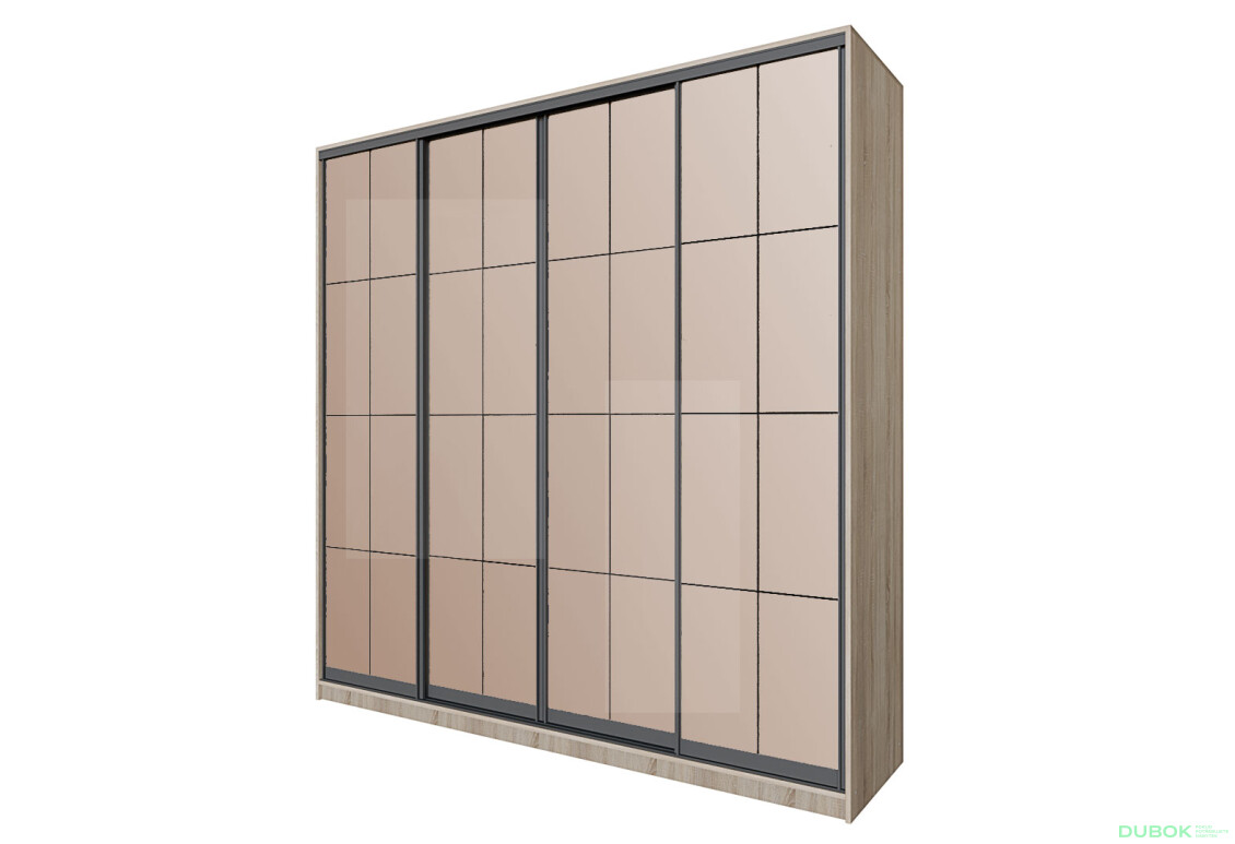 Skriňa 4D 2400x600x2400 Svetlý dub sonoma, 4D Loft Zrkadlo Lines BL