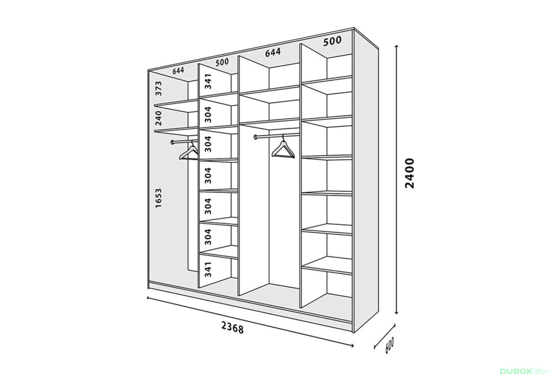 Fotografia 4 - Skriňa 4D 2400x600x2400 Svetlý dub sonoma, 4D Loft Zrkadlo Lines BL
