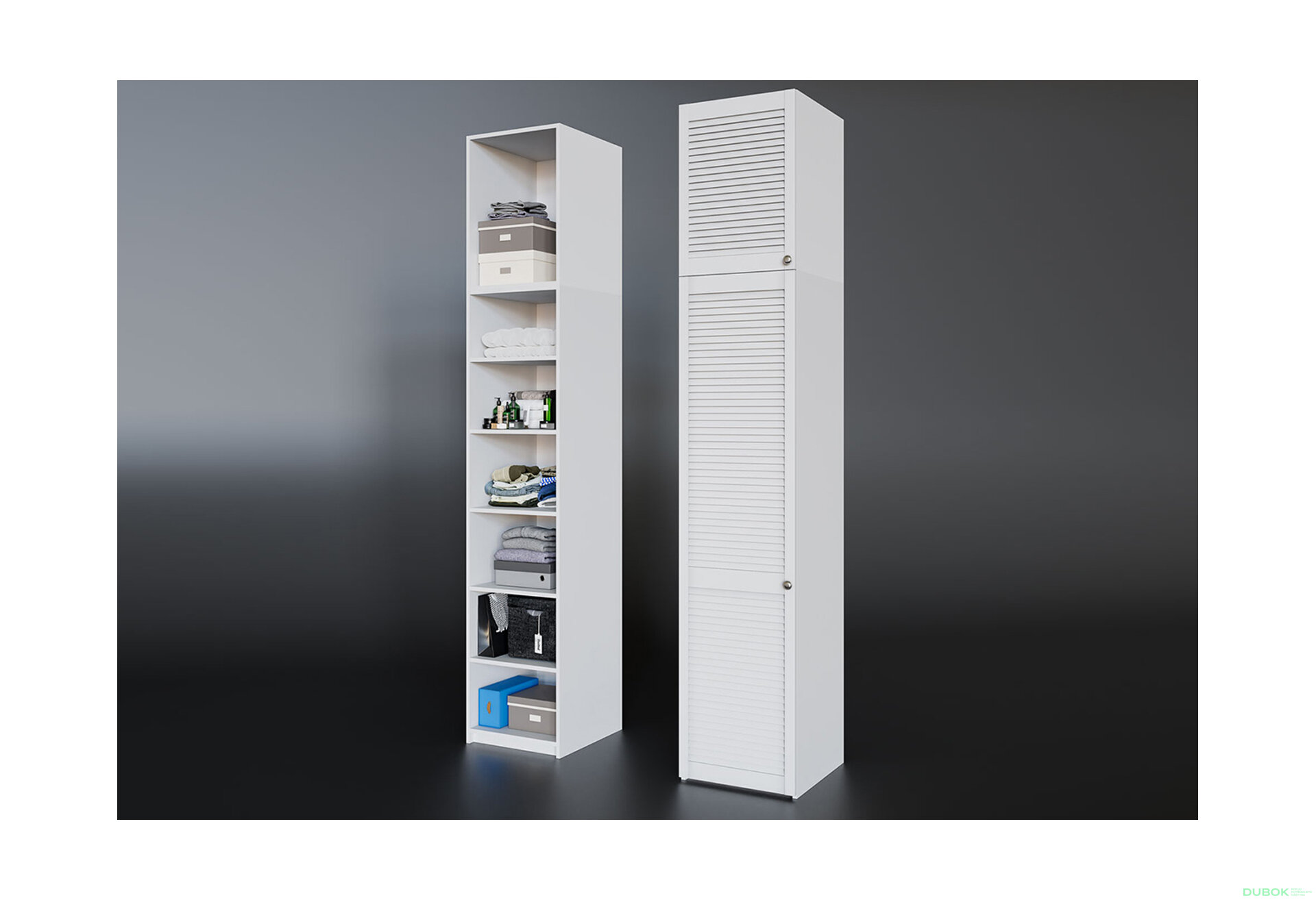 Fotografia 2 - Skriňa č. 1 + Vysoká Antresol Biela Módulná skriňa Texas