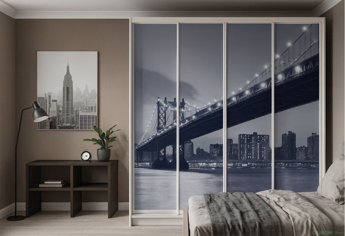 Fotografia 2 - Skriňa Rim-Veneziano 4D 2,4 m biela s fasádami fototlač F786L/SL/SR/R