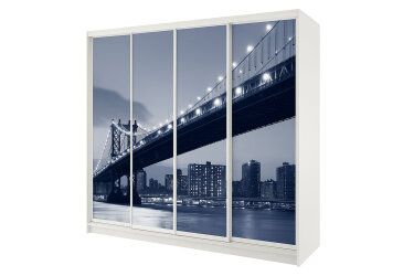 Skriňa Rim-Veneziano 4D 2,4 m biela s fasádami fototlač F786L/SL/SR/R