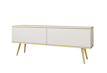 TV stolík RTV 135 MDF biely, zlaté nohy Oro