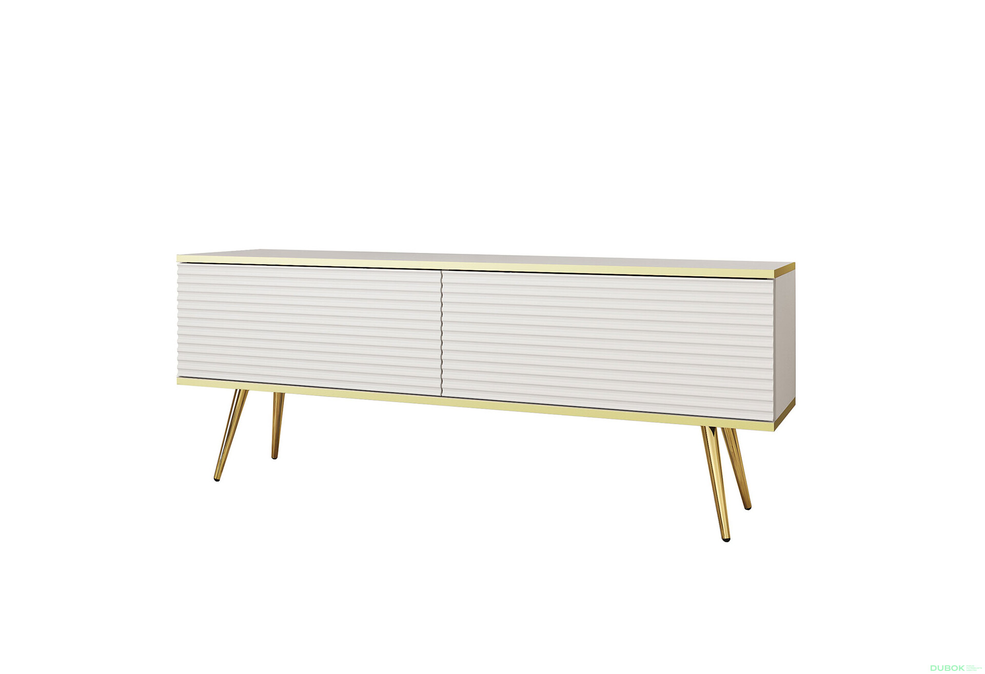 Fotografia 1 - TV stolík RTV 135 MDF biely, zlaté nohy Oro