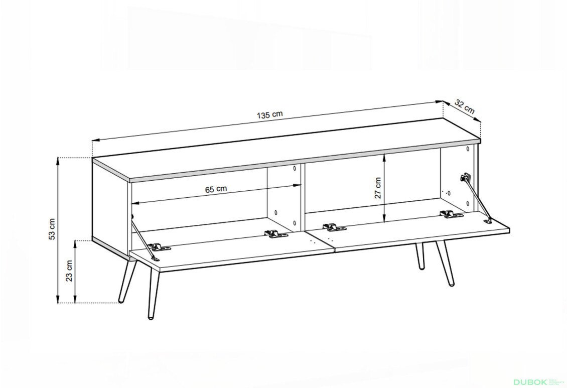 Fotografia 3 - TV stolík RTV 135 MDF biely, zlaté nohy Oro