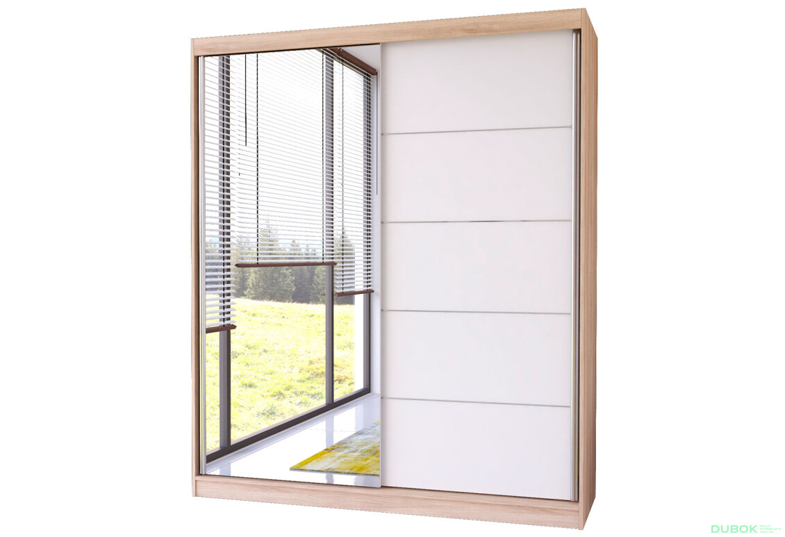 Skriňa Bella 03 so zrkadlom dub sonoma / biely