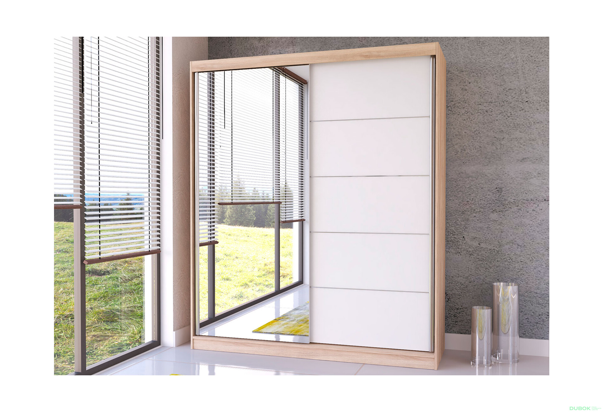 Fotografia 2 - Skriňa Bella 03 so zrkadlom dub sonoma / biely