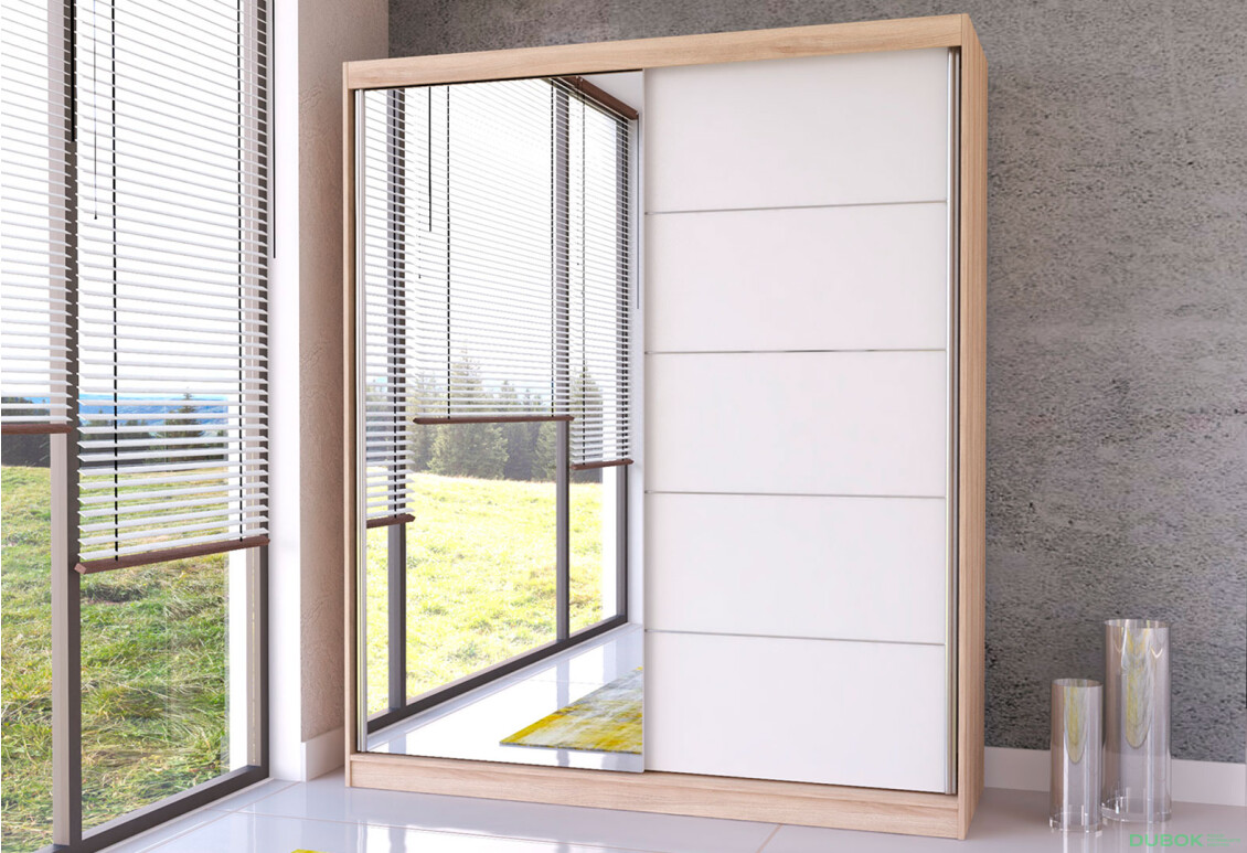 Fotografia 2 - Skriňa Bella 03 so zrkadlom dub sonoma / biely