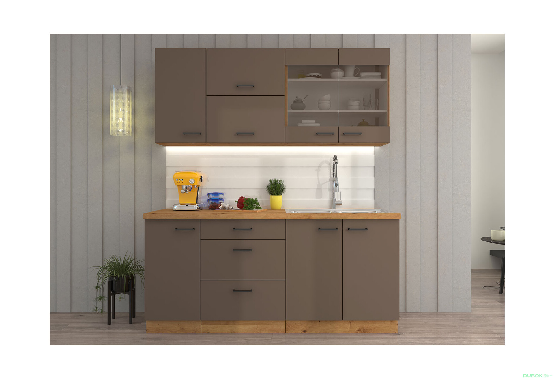 Fotografia 1 - Kuchynská zostava 1.8 m Bolonia dub artisan / truffle grey