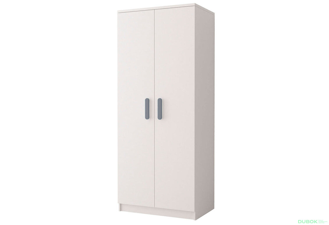 Skriňa 2D Šmyk biela, úchytky šedý Idczak meble